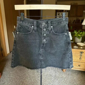 Madewell Rigid denim a-line black mini skirt
